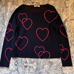 Philosophy Black Sweater with Red Heart Design
